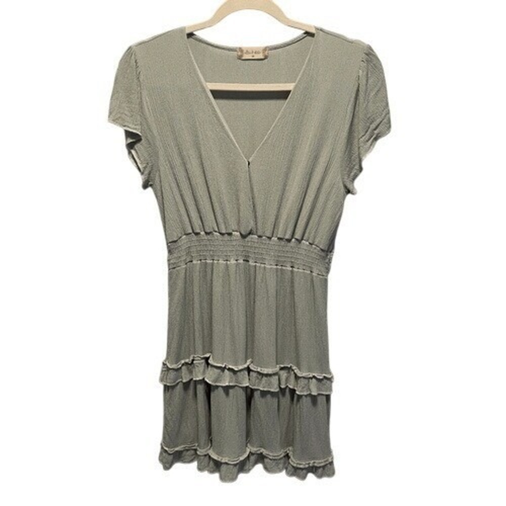 Altar'd State Green‎ Smocked Tiered Dress M